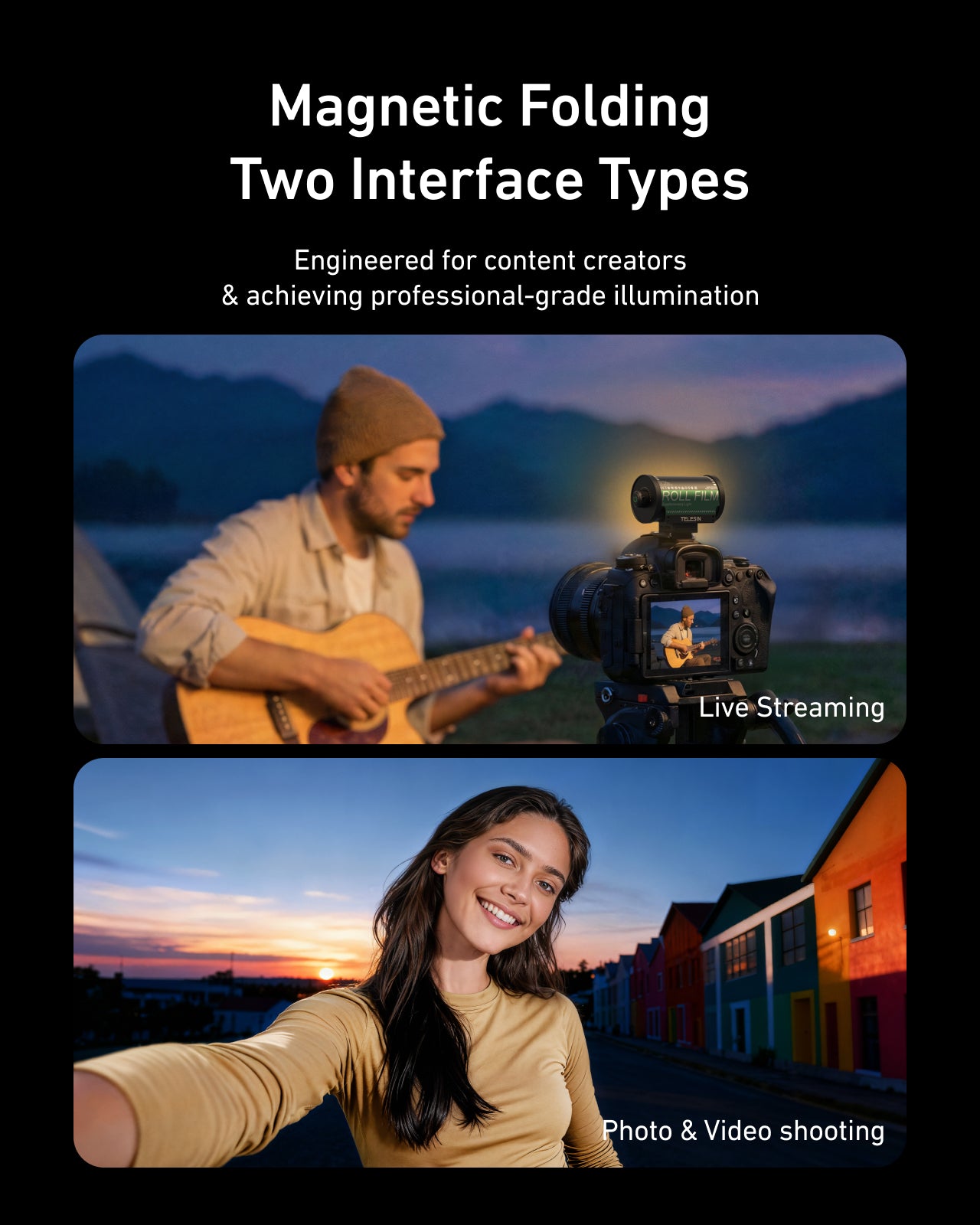 TELESIN Bi-Color LED Video Light For Camera