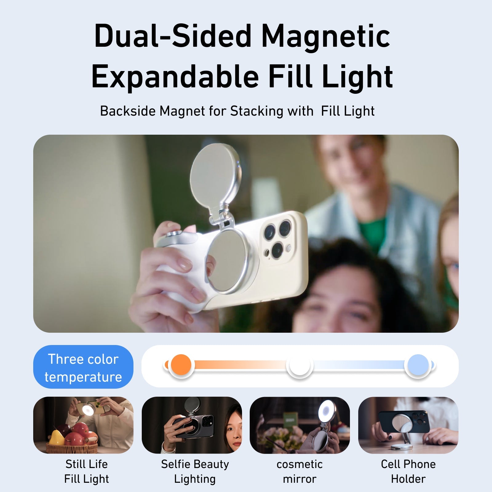  Magnetic Phone Camera Grip with Wireless Shutter – DSLR-Style Handle for iPhone & Android, 1/4" Screw, Ergonomic Design, Perfect for Vlogging, Selfies, and Steady Shots, Compatible with iPhone 17