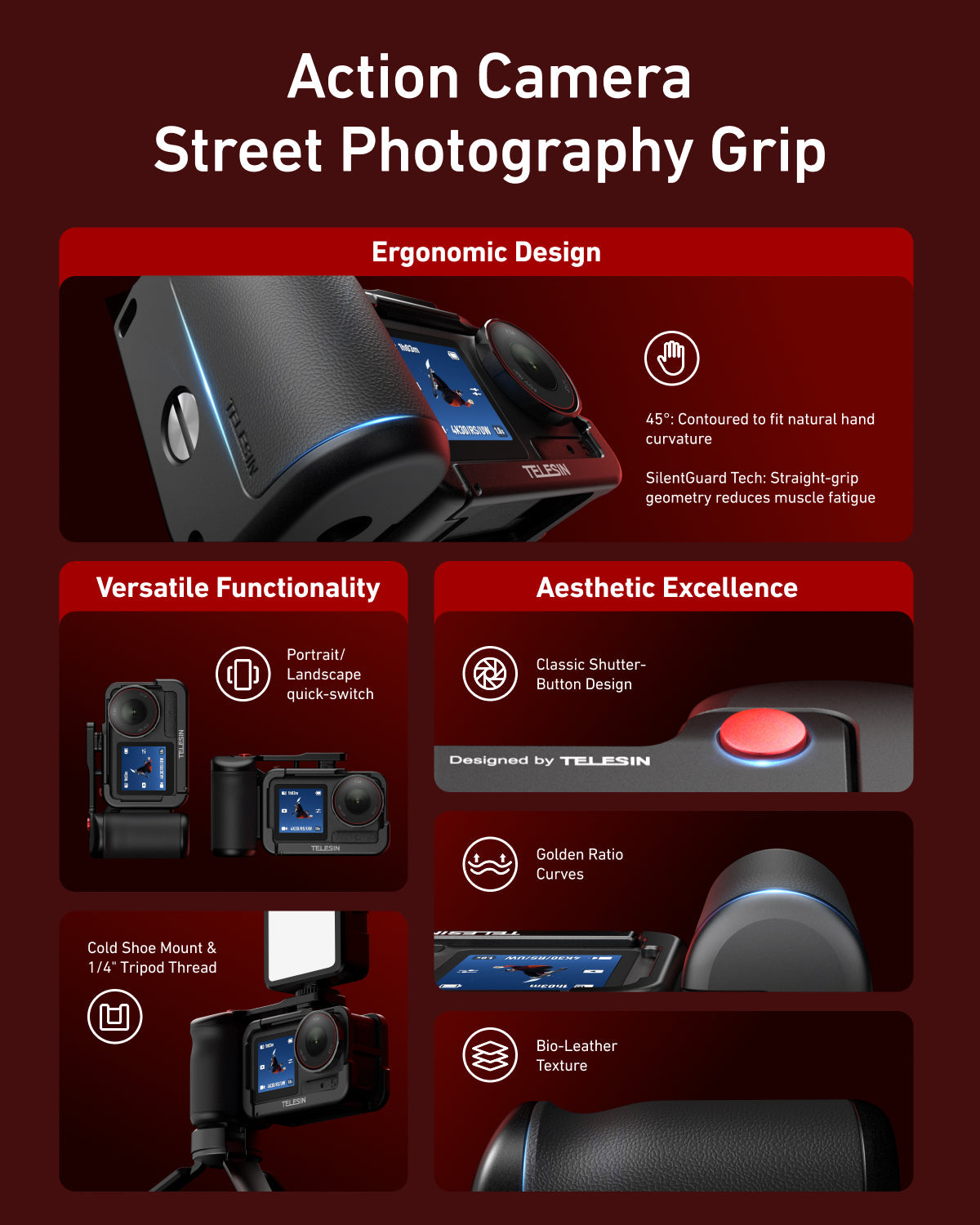 TELESIN StreetGrip Kit for Action 3-5