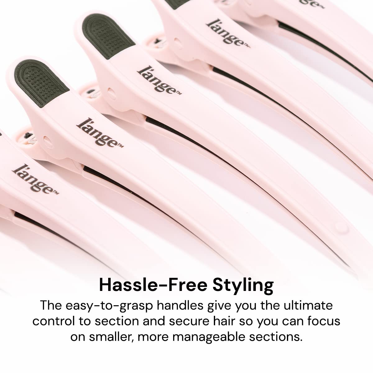 L'ANGE HAIR Rubber Sectioning Hair Clips | Narrow-Tipped Design | For Parting & Sectioning Hair | Easy Grip Handles | Professional Styling Results | 6-Pack (Blush)