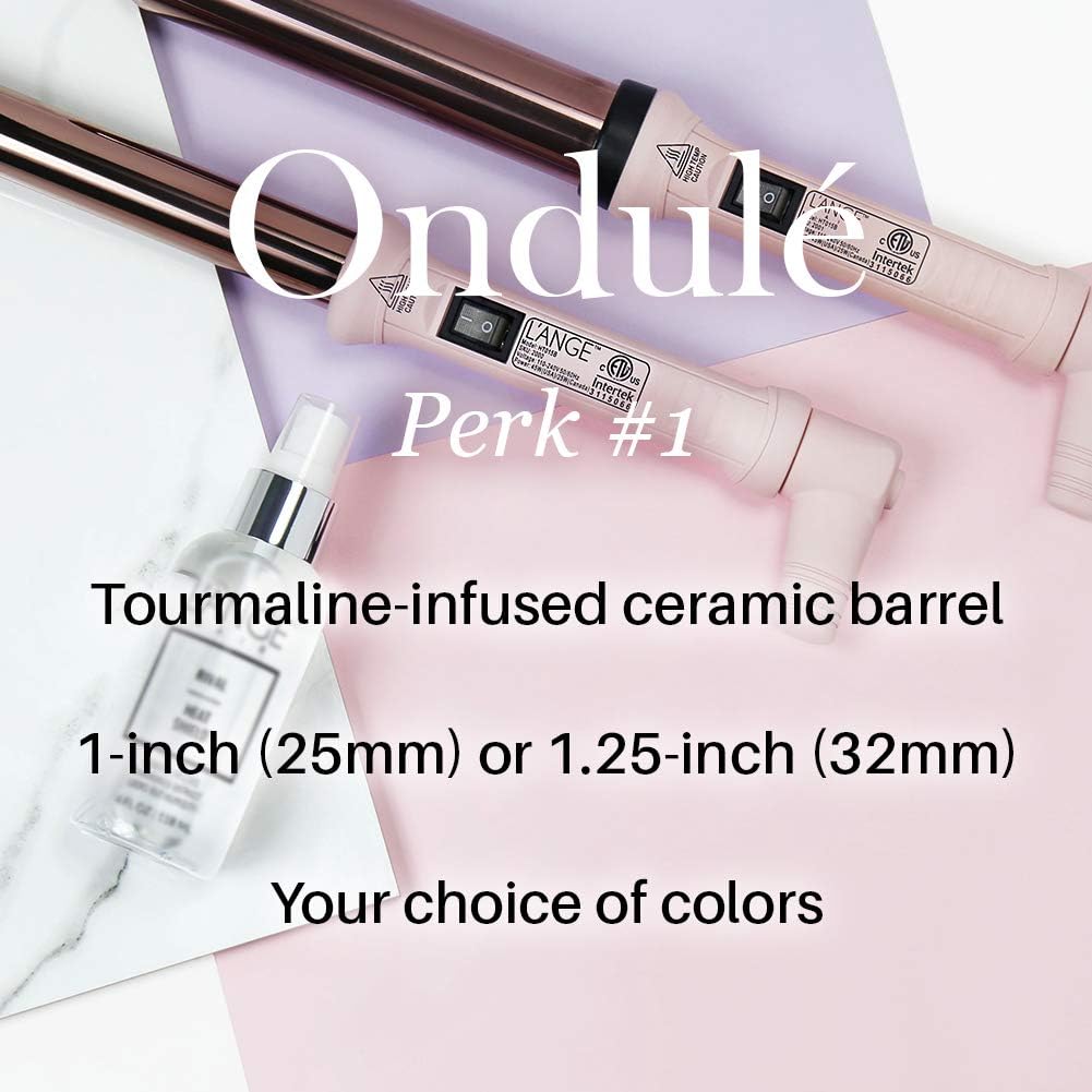 L'ANGE HAIR Ondulé 25 MM Ceramic Curling Wand | Professional Hot Tools Curling Iron 1 Inch | Salon Hair Styling Wands for Beach Waves | Best Hair Curler Wand for Frizz-Free, Lasting Curls
