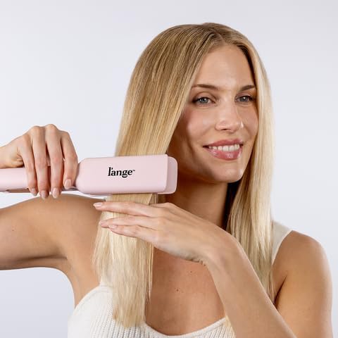 L'ANGE HAIR Le Titane Titanium Flat Iron | Hair Straightener with Curved Edges for Versatile Styling | Dual Voltage Flat Iron with Infrared Heat & Adjustable Temperature | 1.75" Blush