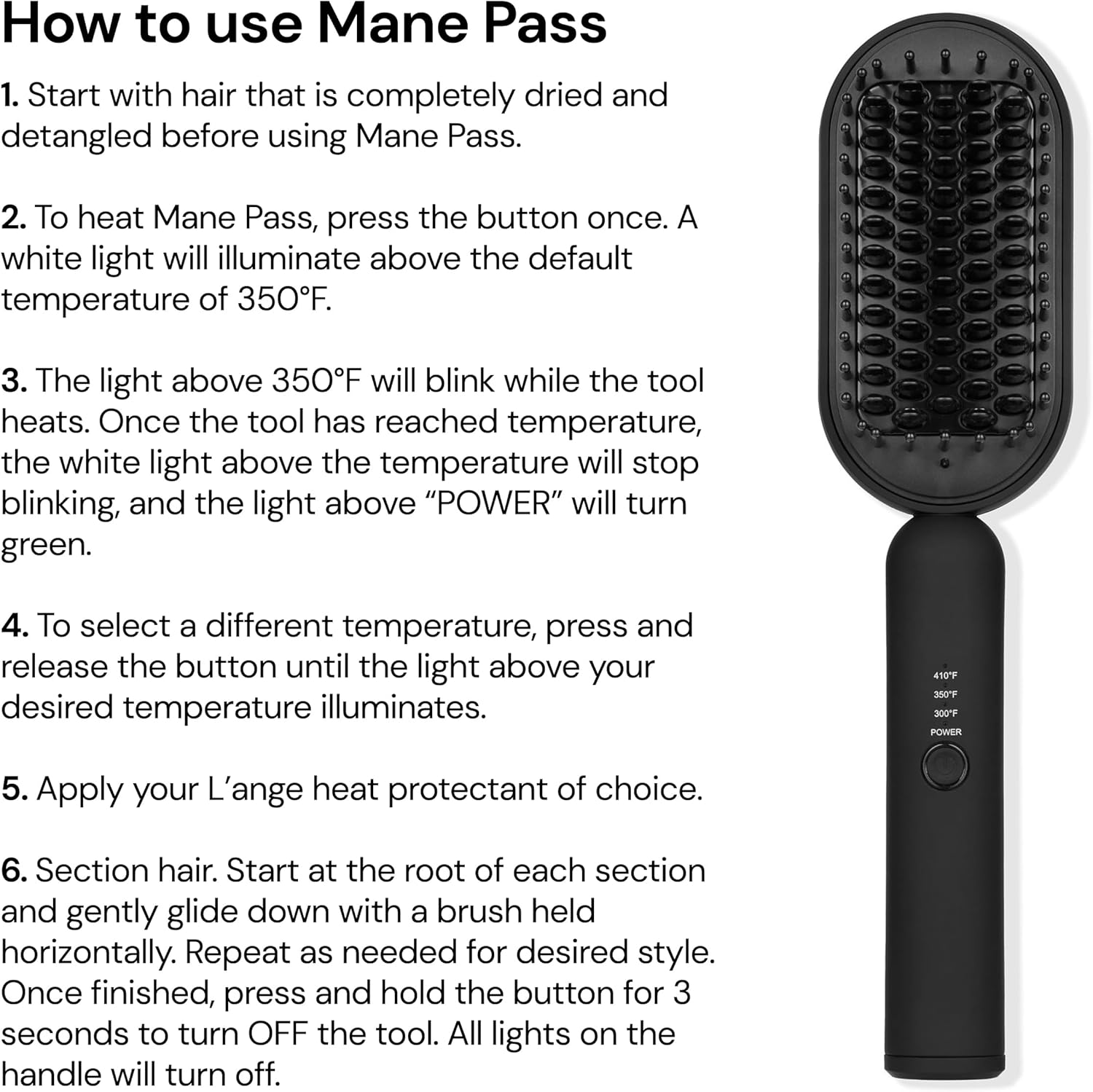 L'ANGE HAIR Mane Pass Straightening Hot Brush | Hair Straightening Brush with Ceramic Bristles & Negative Ion Technology | Adjustable Temp | Auto Shut-Off & Dual Voltage | (Black)