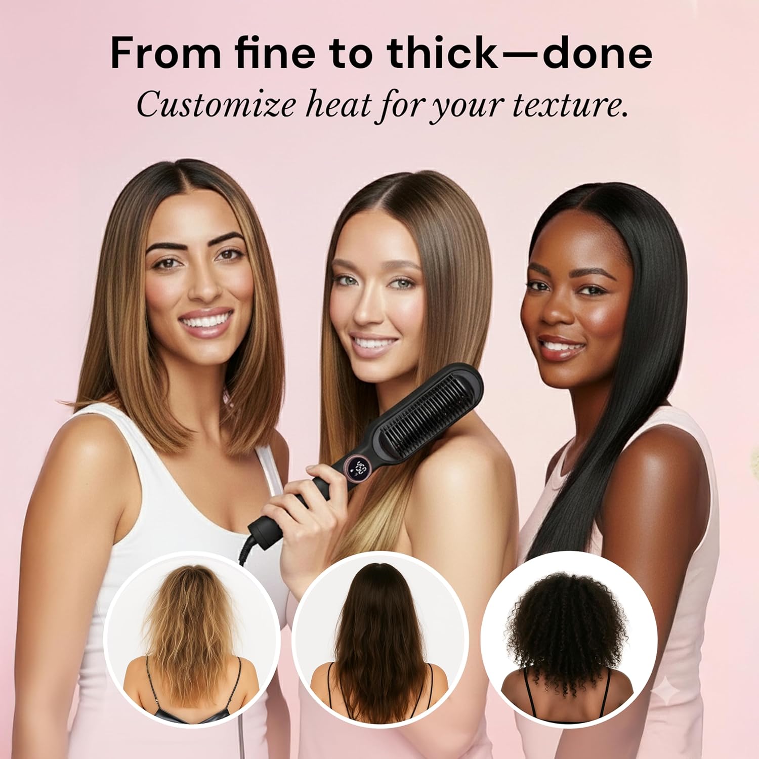 L'ANGE HAIR Smooth It 2-in-1 Hair Straightener Brush with Digital Temperature Dial Up to 450°F | Frizz Control Straightening Comb | Quick Styling Hot Brush for All Hair Types | Auto Shut-Off | Black