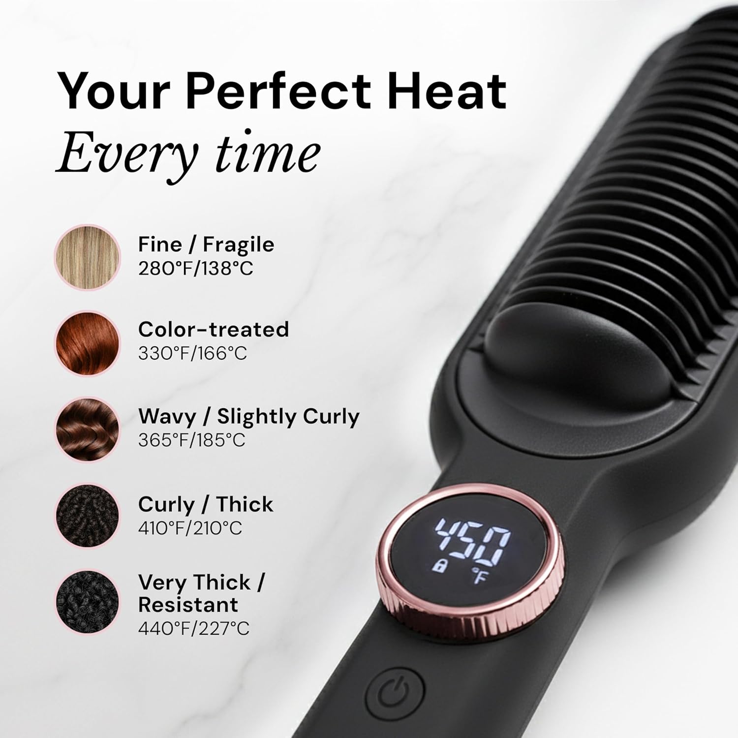 L'ANGE HAIR Smooth It 2-in-1 Hair Straightener Brush with Digital Temperature Dial Up to 450°F | Frizz Control Straightening Comb | Quick Styling Hot Brush for All Hair Types | Auto Shut-Off | Black