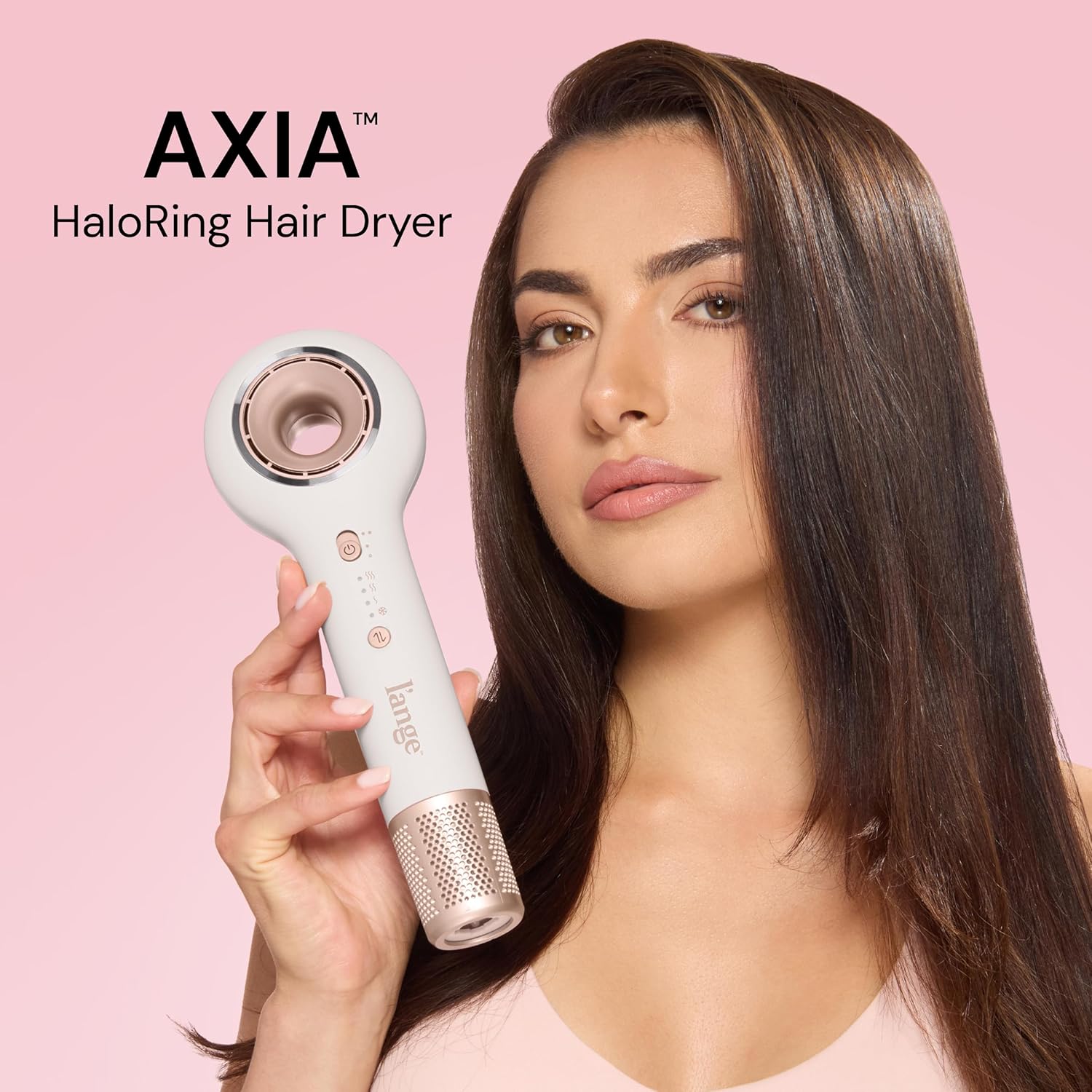 L’ANGE HAIR Axia HaloRing Ionic Hair Dryer | High Speed Professional Blow Dryer for Smooth, Frizz-Free Styles | Lightweight Brushless Motor with Concentrator & Wall Mount | 4 Heat Settings | Off-white