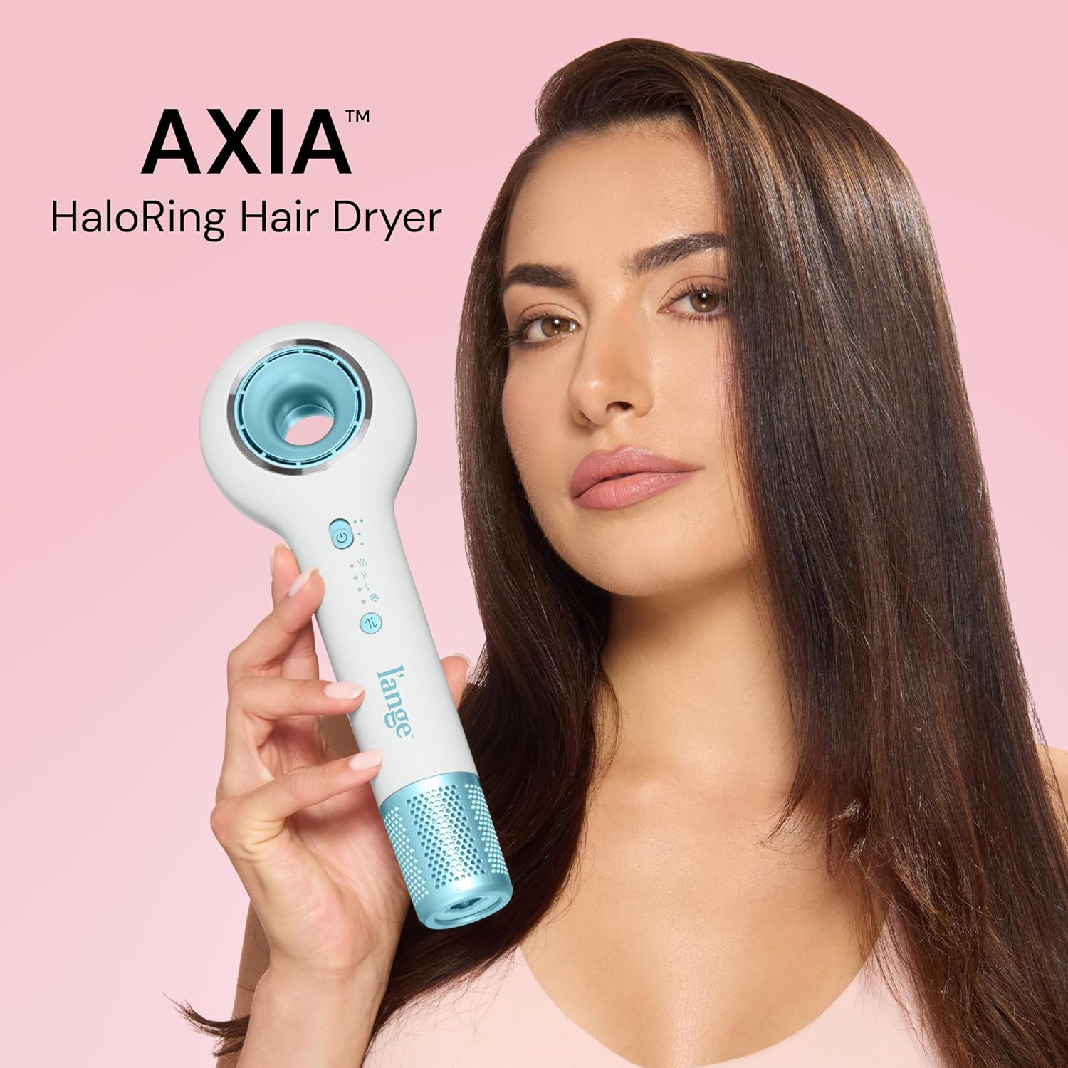 L’Ange Hair Axia HaloRing Ionic Hair Dryer | High Speed Professional Blow Dryer for Smooth, Frizz-Free Styles | Lightweight Brushless Motor with Concentrator & Wall Mount | 4 Heat Settings | White