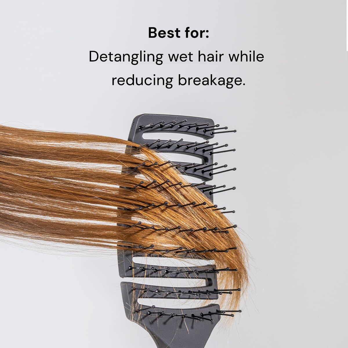 L'ANGE HAIR Siena Curved Vented Hair Brush | Detangling Brush with Nylon Bristles | Best for Tangles and Knots | Ideal for Men and Women | Flexible Design for Airflow (Black)