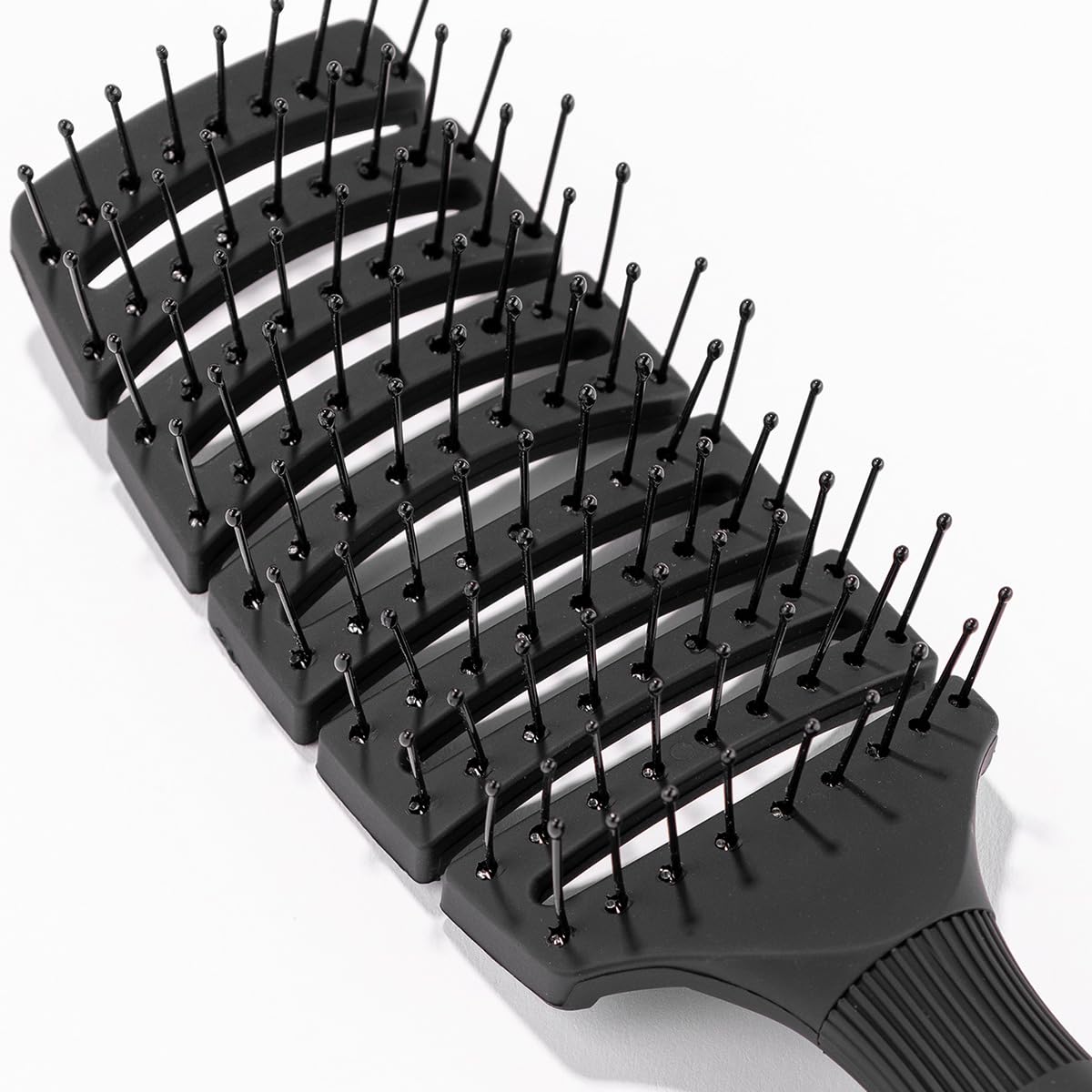 L'ANGE HAIR Siena Curved Vented Hair Brush | Detangling Brush with Nylon Bristles | Best for Tangles and Knots | Ideal for Men and Women | Flexible Design for Airflow (Black)