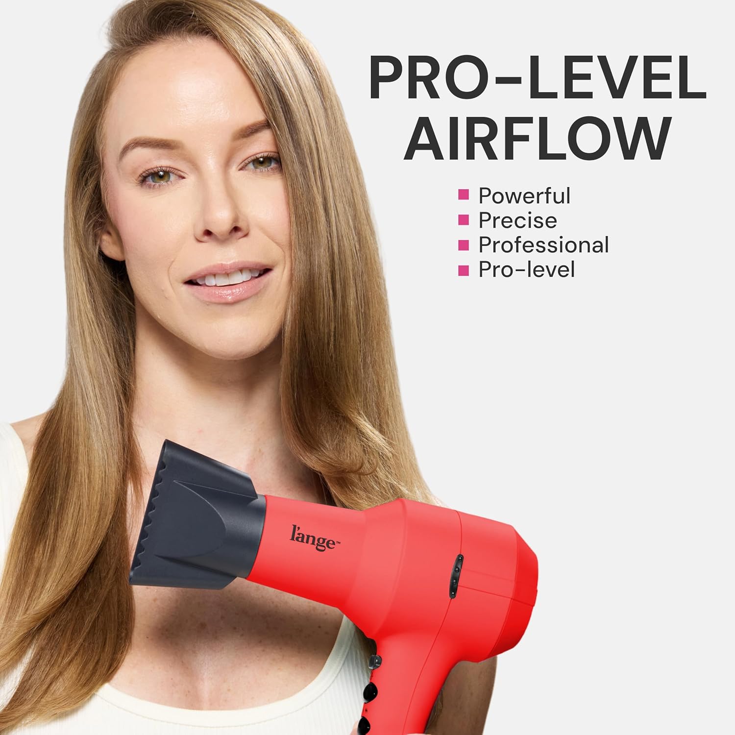 L'ANGE HAIR PowerStyle Turbo Ionic Hair Dryer | 1875 Watt Professional Blow Dryer with Diffuser & Concentrator | Multiple Heat & Speed Settings for Fast Drying | Salon-Grade Styling Tools, Red