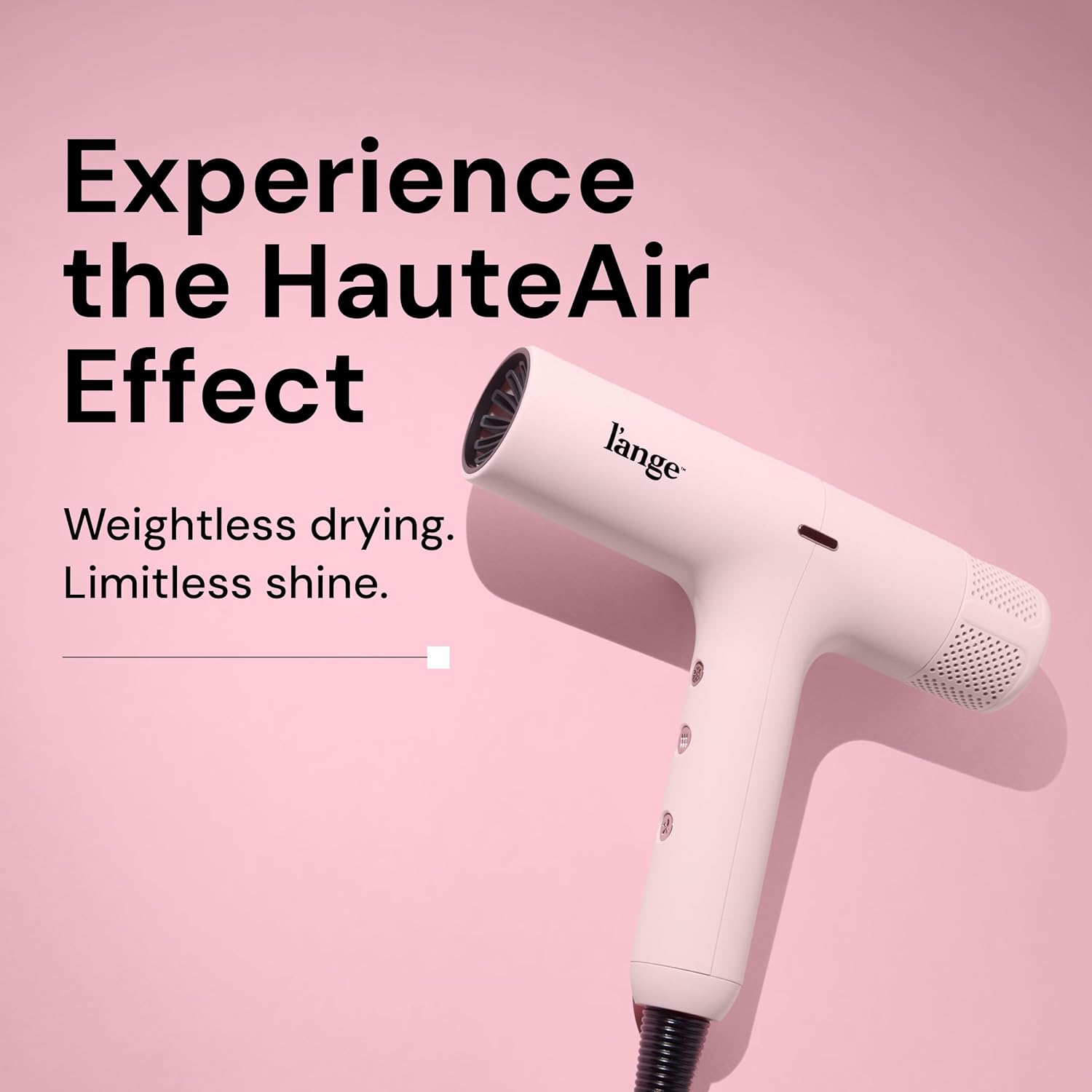 L'ANGE HAIR HauteAir Digital Professional Hair Dryer | LED Display for Precision Heat Control | Fast-Dry Brushless Motor with Cool Shot | Negative Ion Technology | Lightweight & Self-Cleaning (Blush)