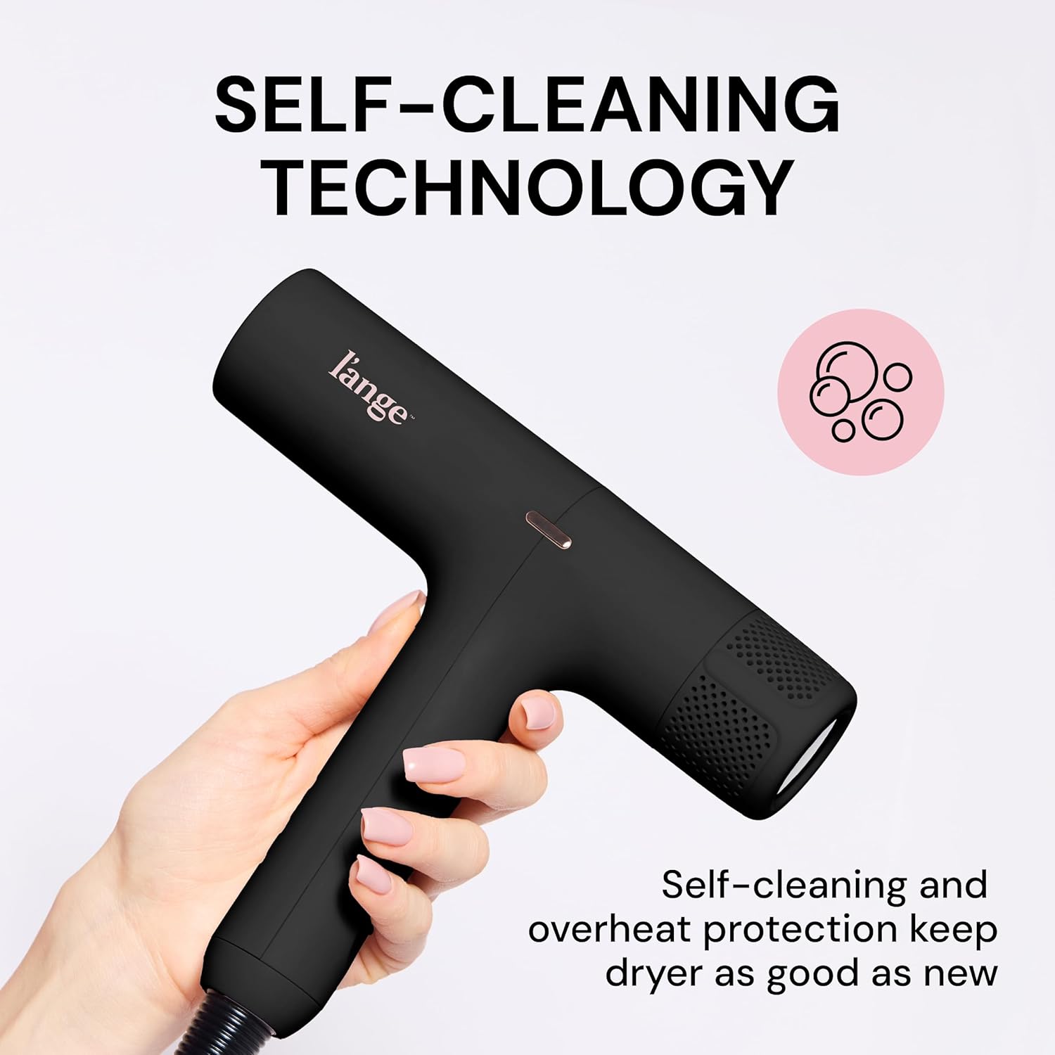 L'ANGE HAIR HauteAir Digital Professional Hair Dryer | LED Display for Precision Heat Control | Fast-Dry Brushless Motor with Cool Shot | Negative Ion Technology | Lightweight & Self-Cleaning (Black)