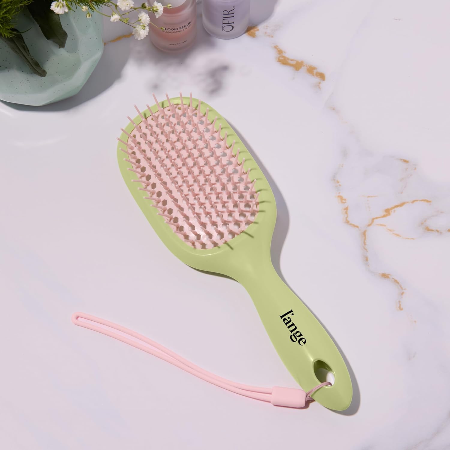 L'ANGE HAIR Detangling Vented Brush | Flexible Bristles for Wet or Dry Hair | Gentle Glide to Reduce Breakage | Ergonomic Shower Brush | Great for All Hair Types & Sensitive Scalps (Green)