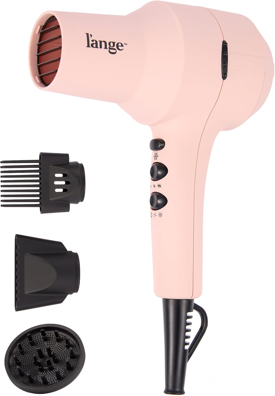 L'ANGE HAIR PowerStyle Turbo Ionic Hair Dryer | 1875 Watt Professional Blow Dryer with Diffuser & Concentrator | Multiple Heat & Speed Settings for Fast Drying | Salon-Grade Styling Tools, Blush