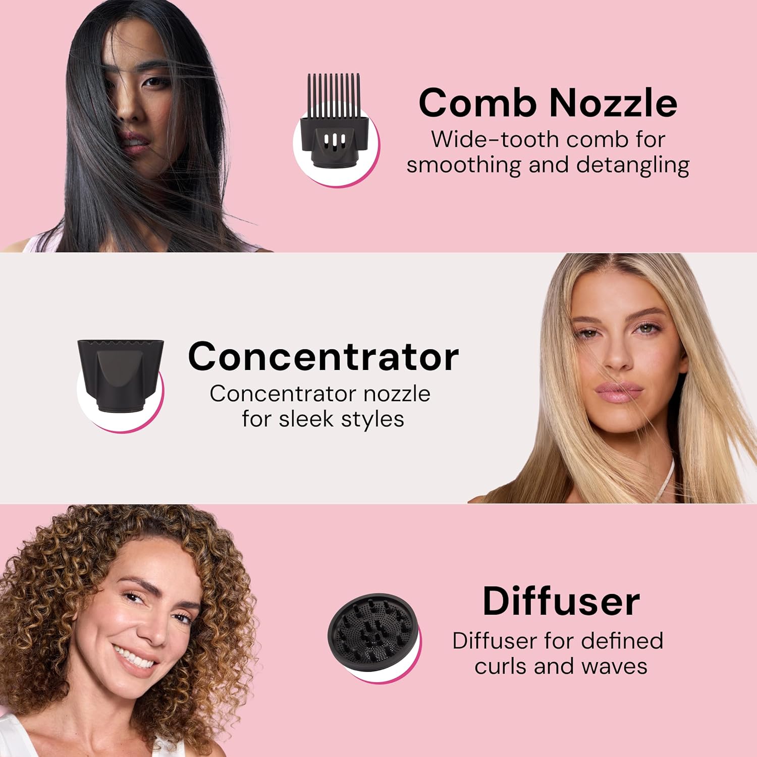 L'ANGE HAIR PowerStyle Turbo Ionic Hair Dryer | 1875 Watt Professional Blow Dryer with Diffuser & Concentrator | Multiple Heat & Speed Settings for Fast Drying | Salon-Grade Styling Tools, Blush