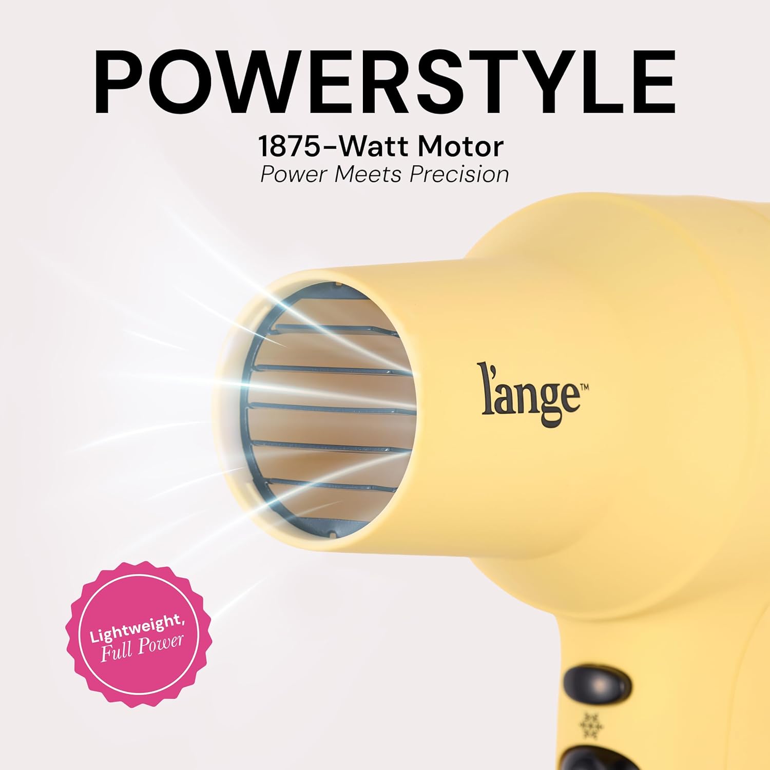 L'ANGE HAIR PowerStyle Turbo Ionic Hair Dryer | 1875 Watt Professional Blow Dryer with Diffuser & Concentrator | Multiple Heat & Speed Settings for Fast Drying | Salon-Grade Styling Tools, Yellow