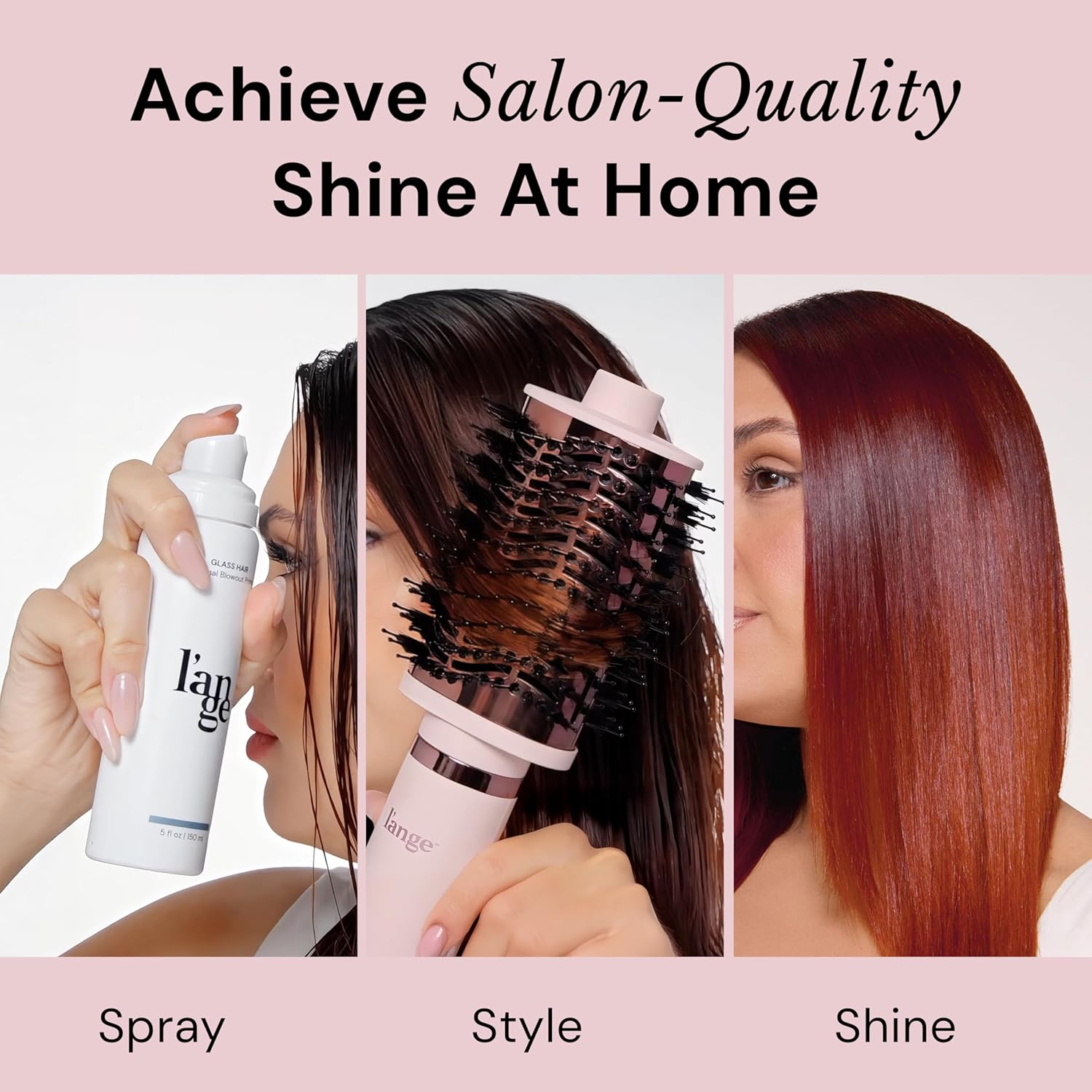 L'ANGE HAIR Glass Hair Heat Protectant Spray | Anti-Frizz Blow Dry Mist | Long Lasting Hold & Shine | Humidity Protection | Thermal Heat Protection Spray | Lightweight Blow Out Primer, 5 fl oz Bottle
