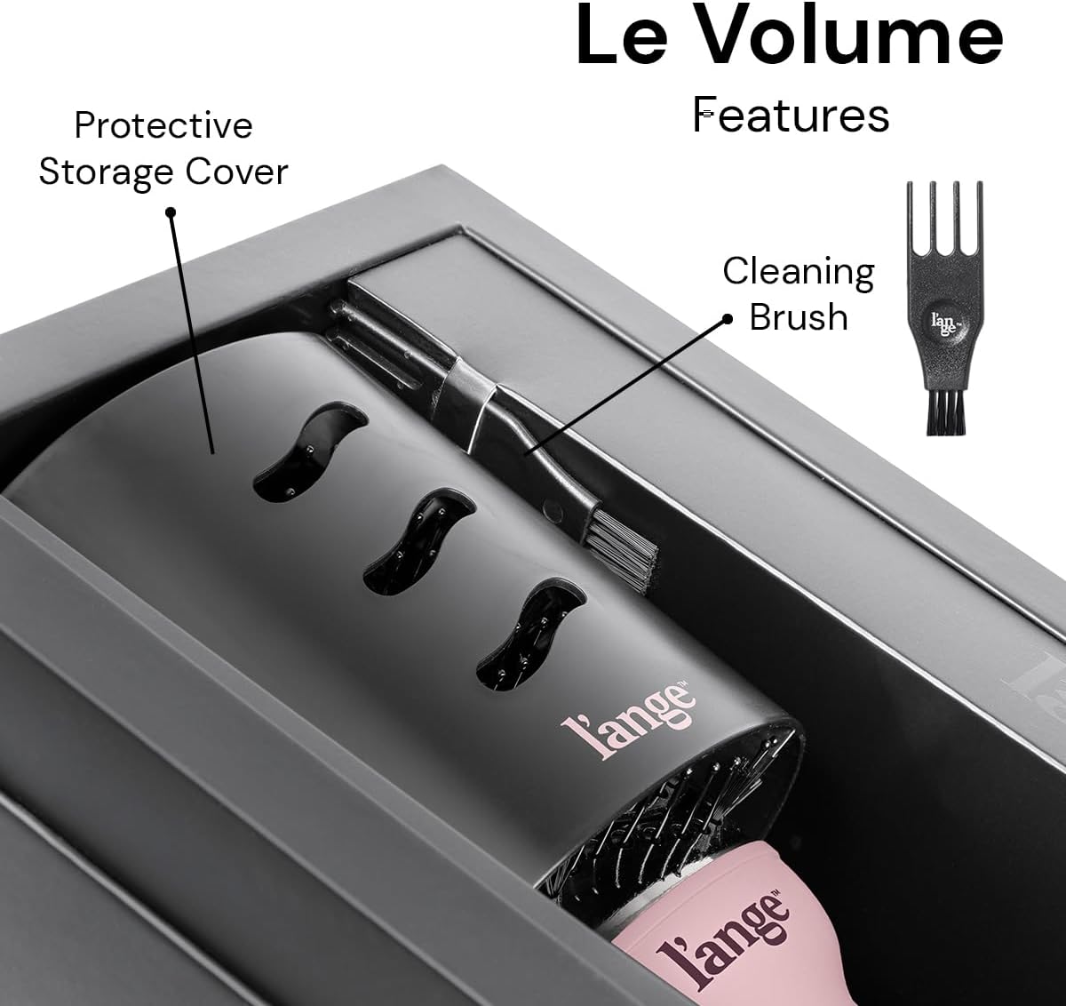 L'ANGE HAIR Le Volume 2-in-1 Titanium Blow Dryer Brush | Frizz Control Blowout Hair Dryer Brush For Drying And Straightening | Volumizing Hot Air Styler For All Hairstyles | Oval Barrel | Blush - 75mm