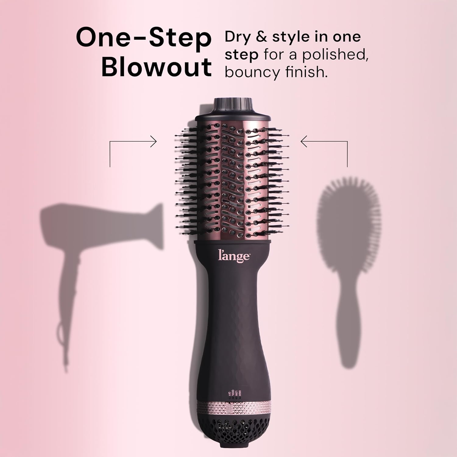 L'ANGE HAIR Le Volume 2-in-1 Titanium Blow Dryer Brush | Frizz Control Blowout Hair Dryer Brush For Drying And Straightening | Volumizing Hot Air Styler For All Hairstyles | Oval Barrel | Black - 75mm