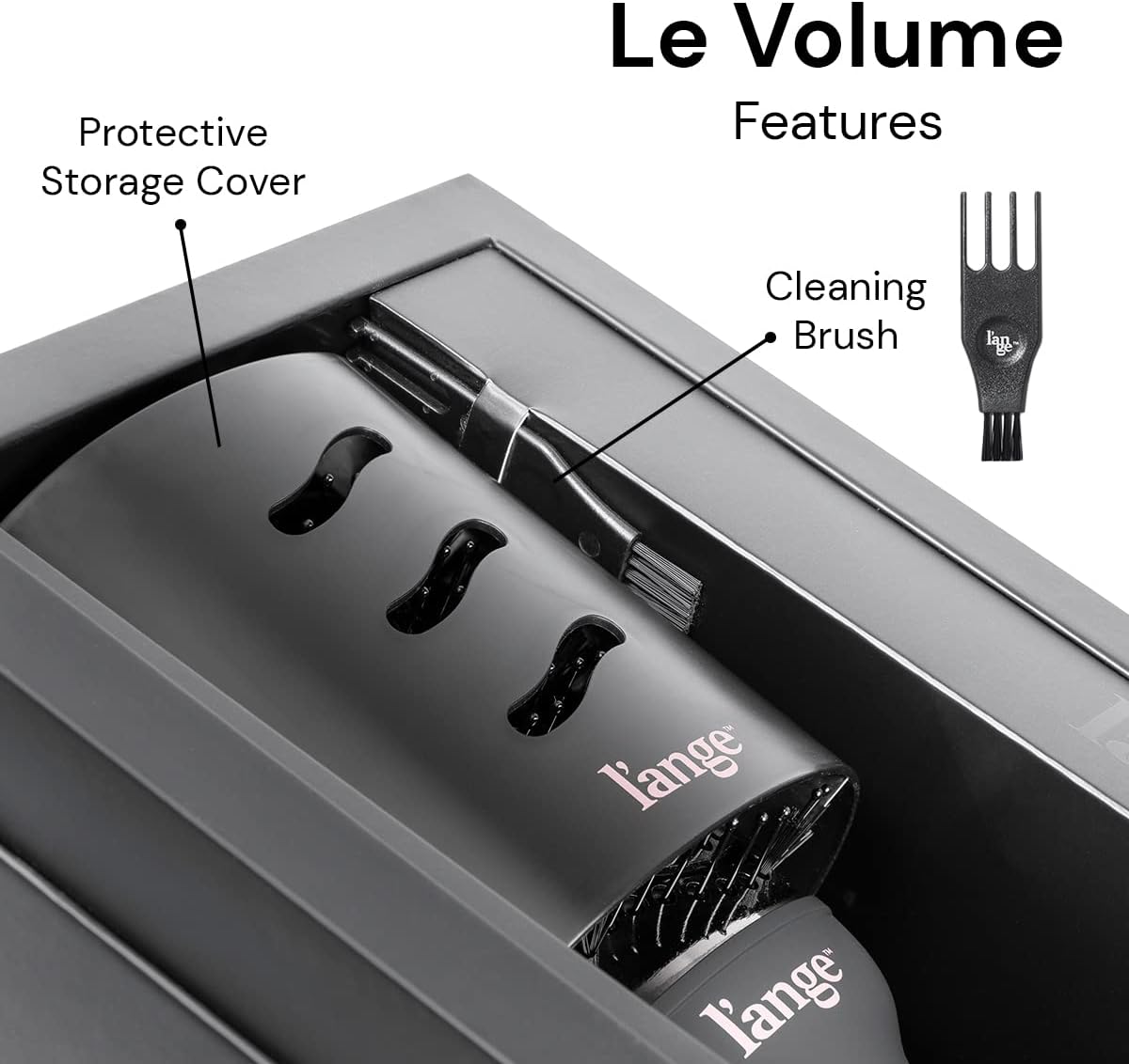 L'ANGE HAIR Le Volume 2-in-1 Titanium Blow Dryer Brush | Frizz Control Blowout Hair Dryer Brush For Drying And Straightening | Volumizing Hot Air Styler For All Hairstyles | Oval Barrel | Black - 60mm