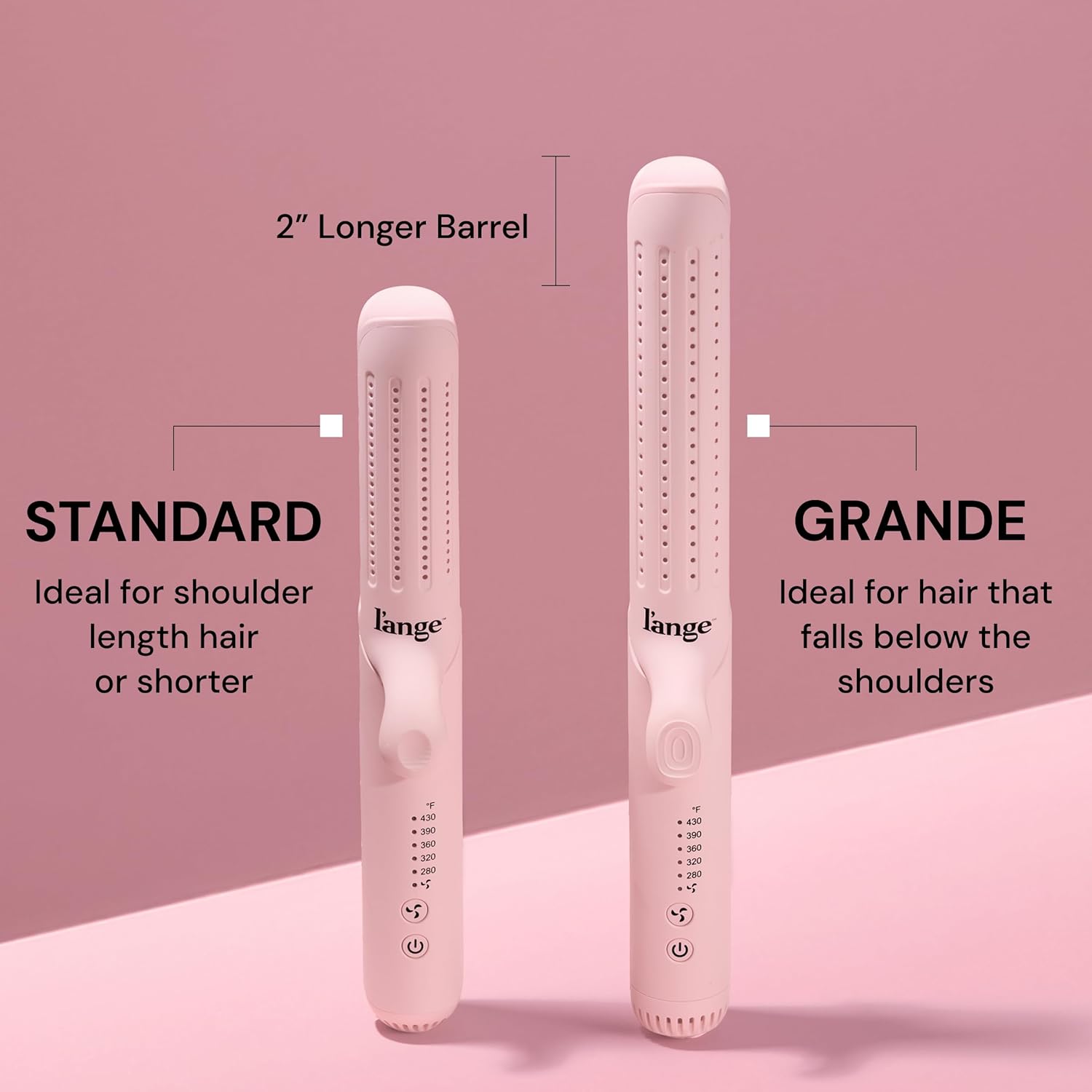 L'ANGE HAIR Le Duo Standard 360° Airflow 2 in 1 Straightener and Curler | 1 Inch Curling Wand & Titanium Flat Iron with 3.5" Plates | Hair Straightener & Curler for Short to Medium Hair (Blush)