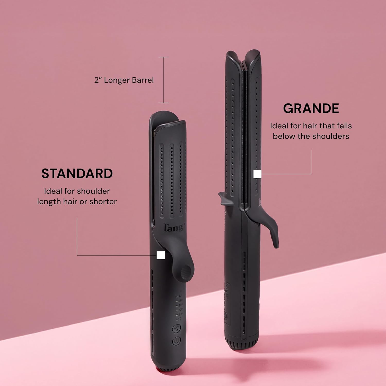 L'ANGE HAIR Le Duo Grande 360° Airflow 2 in 1 Straightener and Curler | 1 Inch Curling Wand & Titanium Flat Iron with 5.3" Plates | Hair Straightener & Curler for Long Hair (Black)