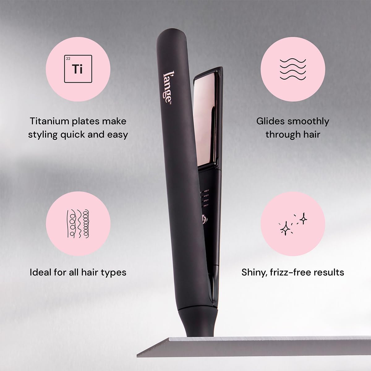 L'ANGE HAIR Straight Forward Titanium Flat Iron – 1” Floating Plates | Dual Voltage | 360° Swivel Cord | Auto Shut-Off | Safety Cool Tips | Ideal for Straightening, Curling, and Waving (Black)