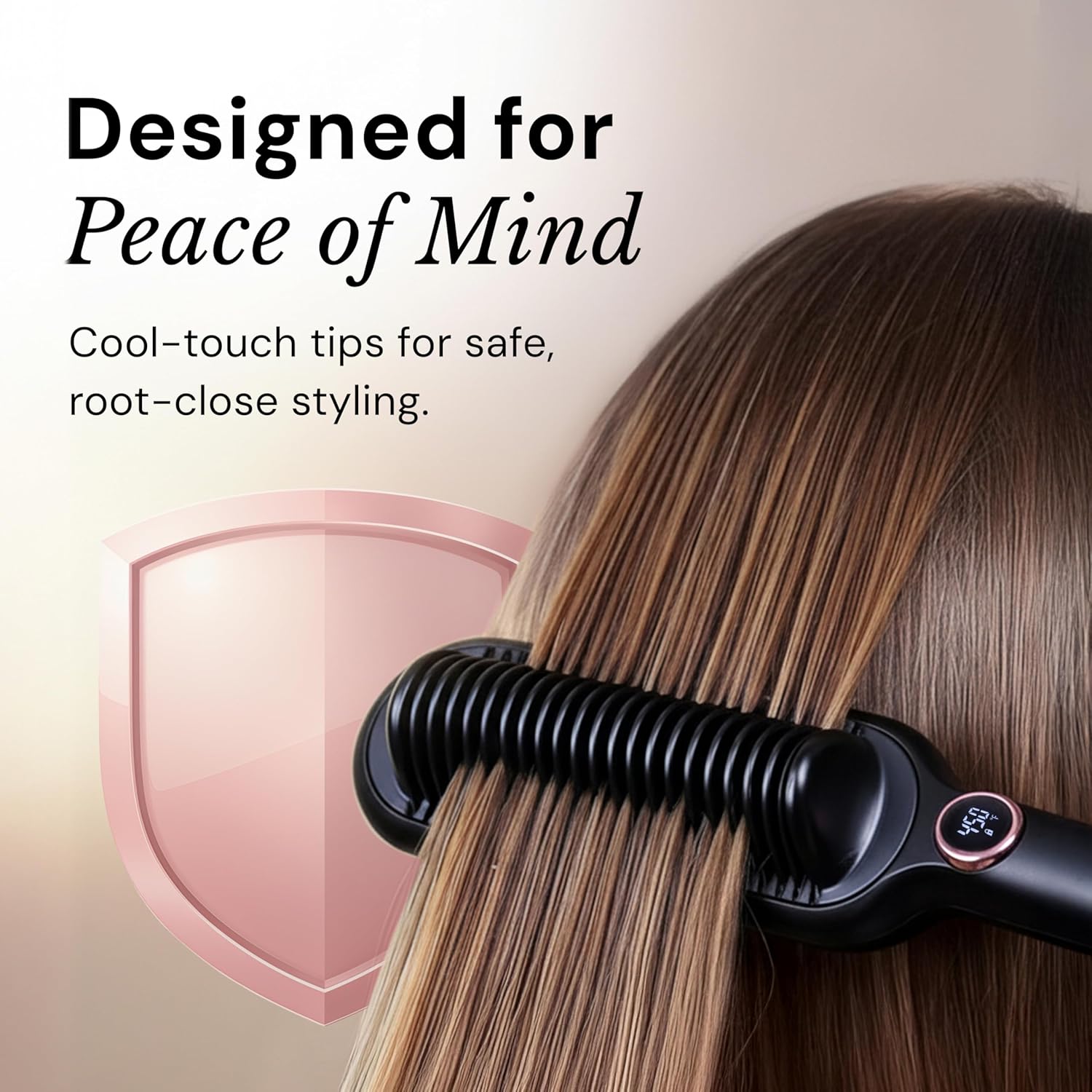 L'ANGE HAIR Smooth It 2-in-1 Hair Straightener Brush with Digital Temperature Dial Up to 450°F | Frizz Control Straightening Comb | Quick Styling Hot Brush for All Hair Types | Auto Shut-Off | Black