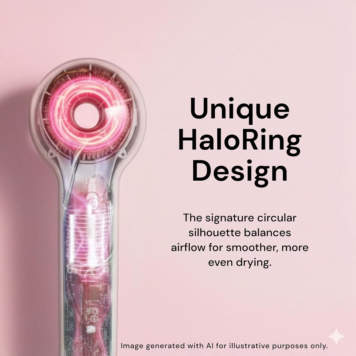 L’Ange Hair Axia HaloRing Ionic Hair Dryer | High Speed Professional Blow Dryer for Smooth, Frizz-Free Styles | Lightweight Brushless Motor with Concentrator & Wall Mount | 4 Heat Settings | Blush