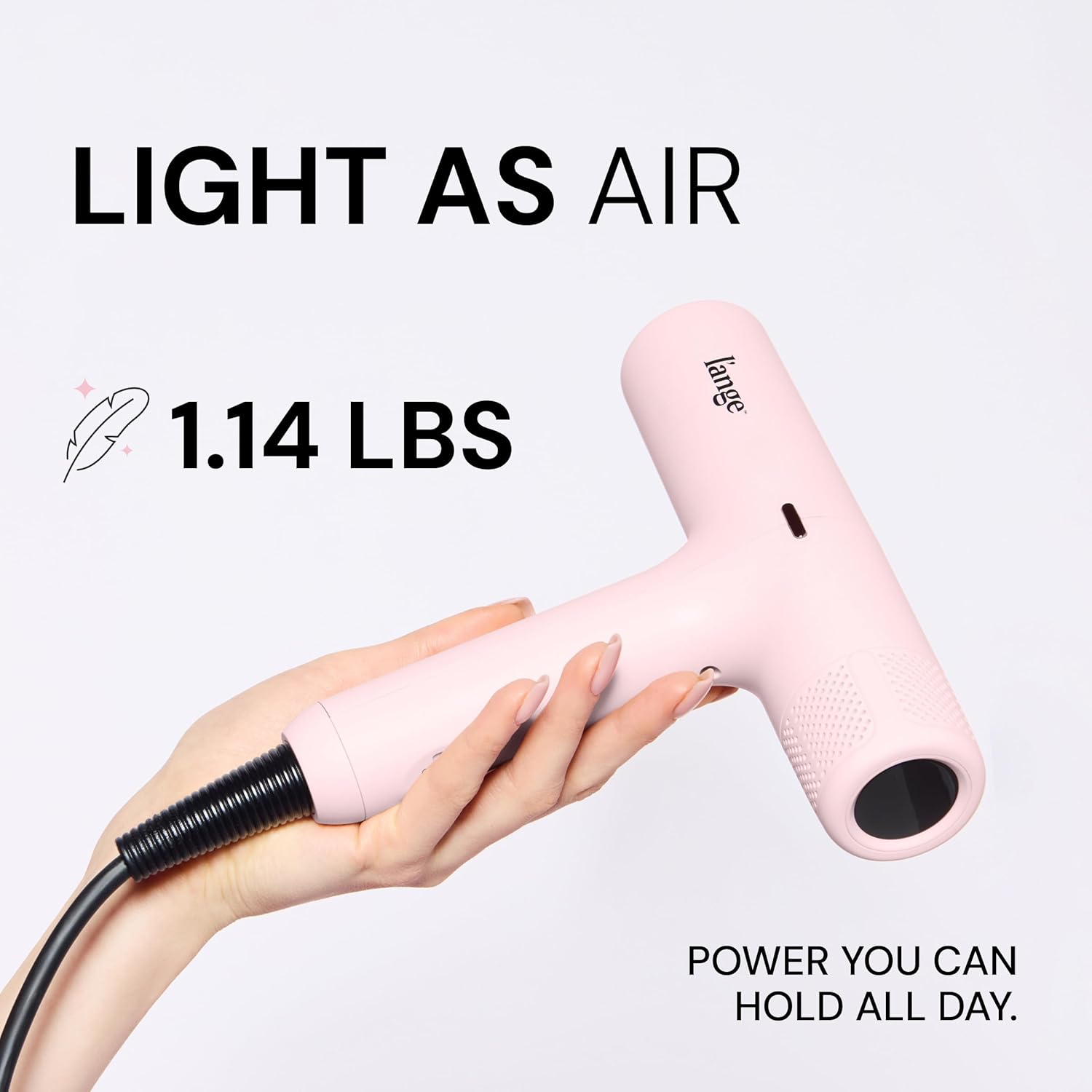 L'ANGE HAIR HauteAir Digital Professional Hair Dryer | LED Display for Precision Heat Control | Fast-Dry Brushless Motor with Cool Shot | Negative Ion Technology | Lightweight & Self-Cleaning (Blush)