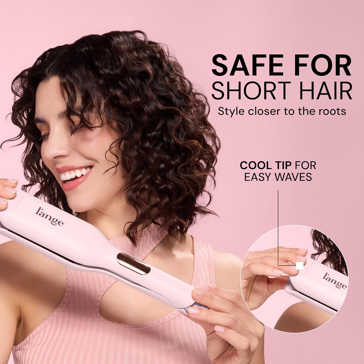 L'ANGE HAIR SculptWaver Titanium Deep Wave | Hair Crimper for Effortless Beach Waves | 3 Barrel Hair Waver with Adjustable Heat | Dual Voltage & Smart Timer | Styling Tools & Appliances, Blush - Large