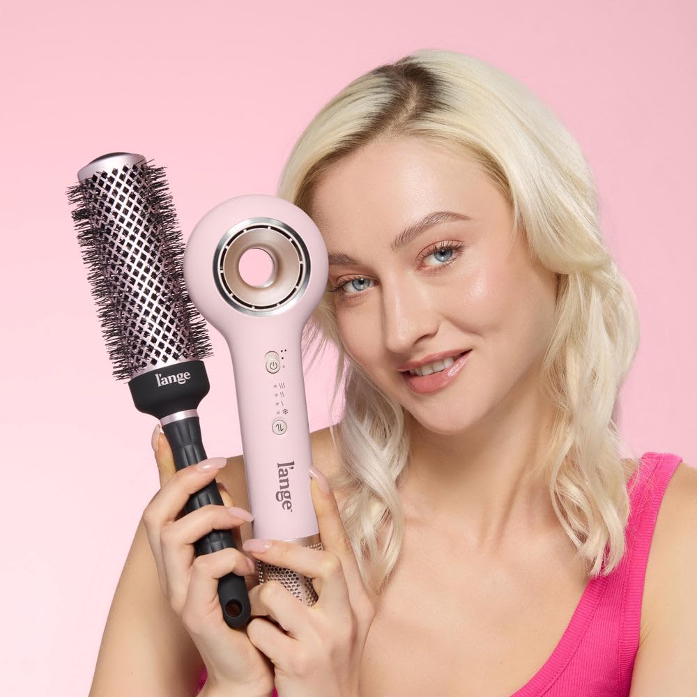 L'ANGE HAIR VolumePro Extra-Long Ceramic Ionic Round Brush, Black | For Blow Drying, Curling & Styling | Adds Volume, Reduces Frizz & Boosts Shine | Ideal for Extra-Long Hair (43mm)