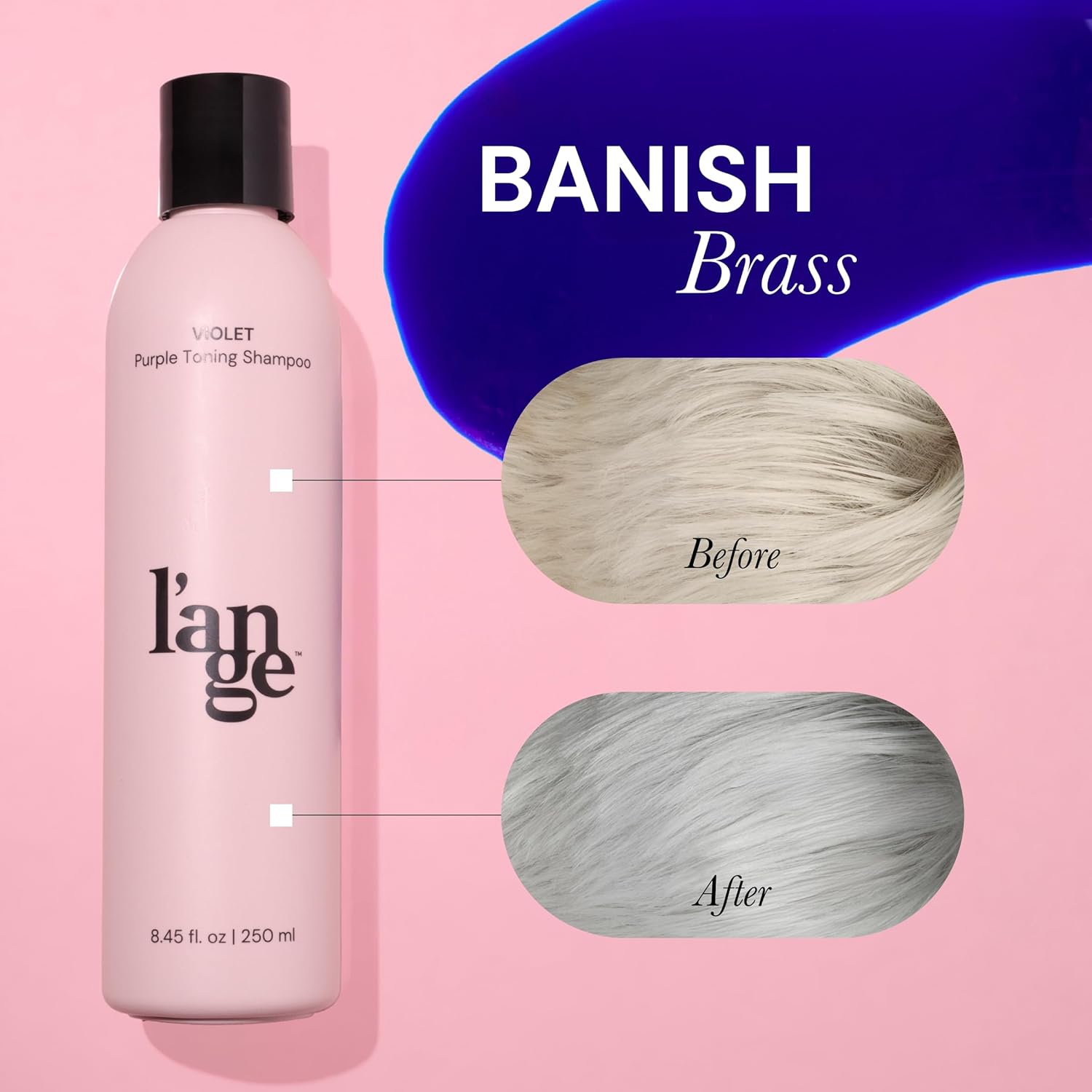 L'ANGE HAIR Violet Purple Toning Shampoo | Restores Hair Color | Tone Correcting Shampoo | Removes Yellow, Orange and Brassy Tone | UV Protection Shampoos | All Hair Types
