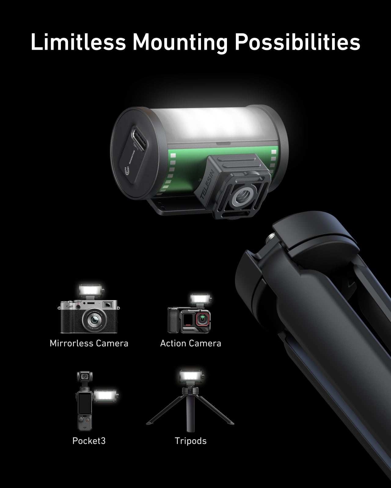 TELESIN Bi-Color LED Video Light For Camera