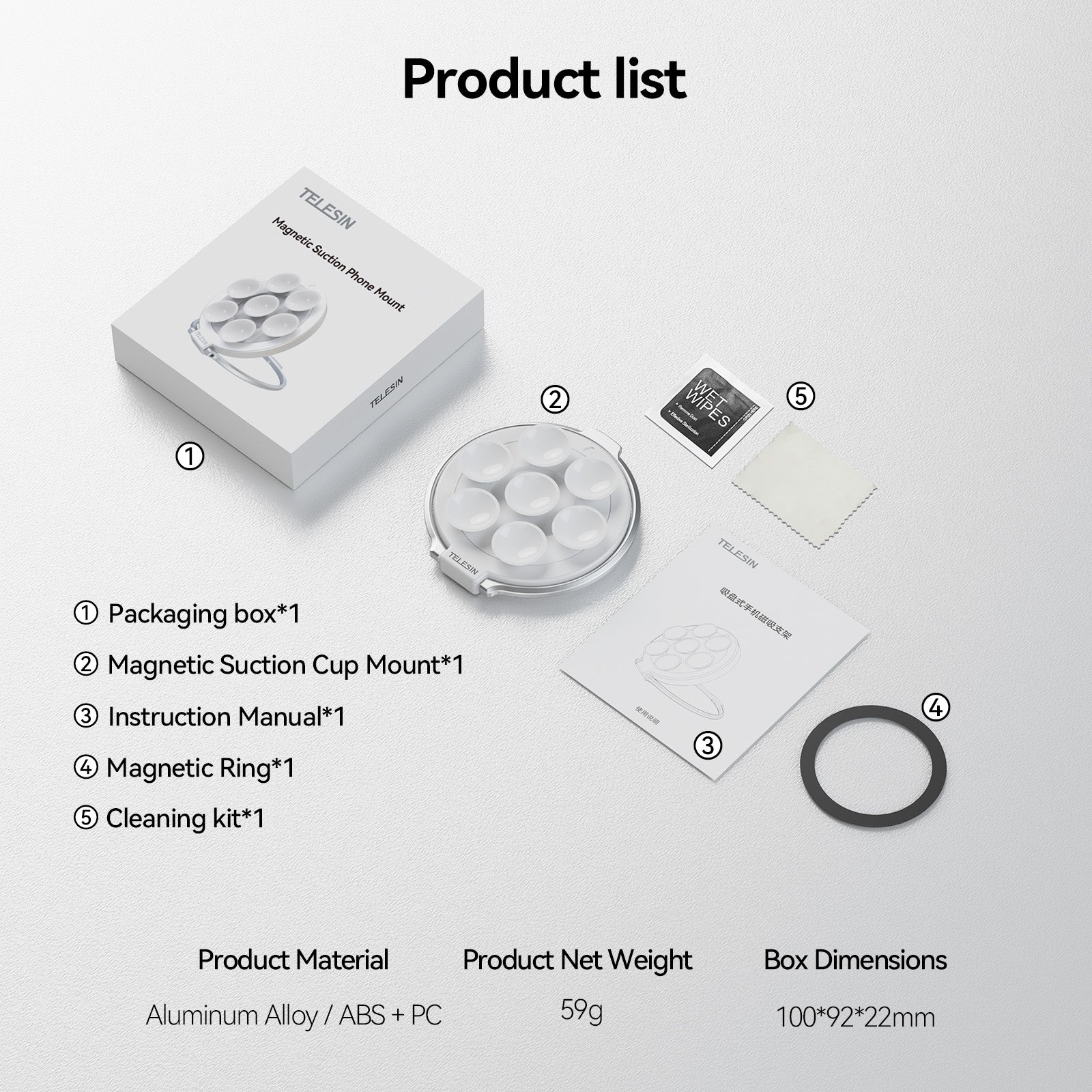 Telesin Magnetic Suction Cup Mount