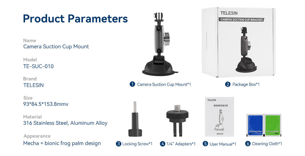 TELESIN Camera Suction Cup Mount