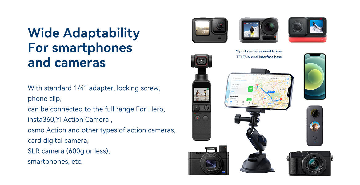 TELESIN Camera Suction Cup Mount