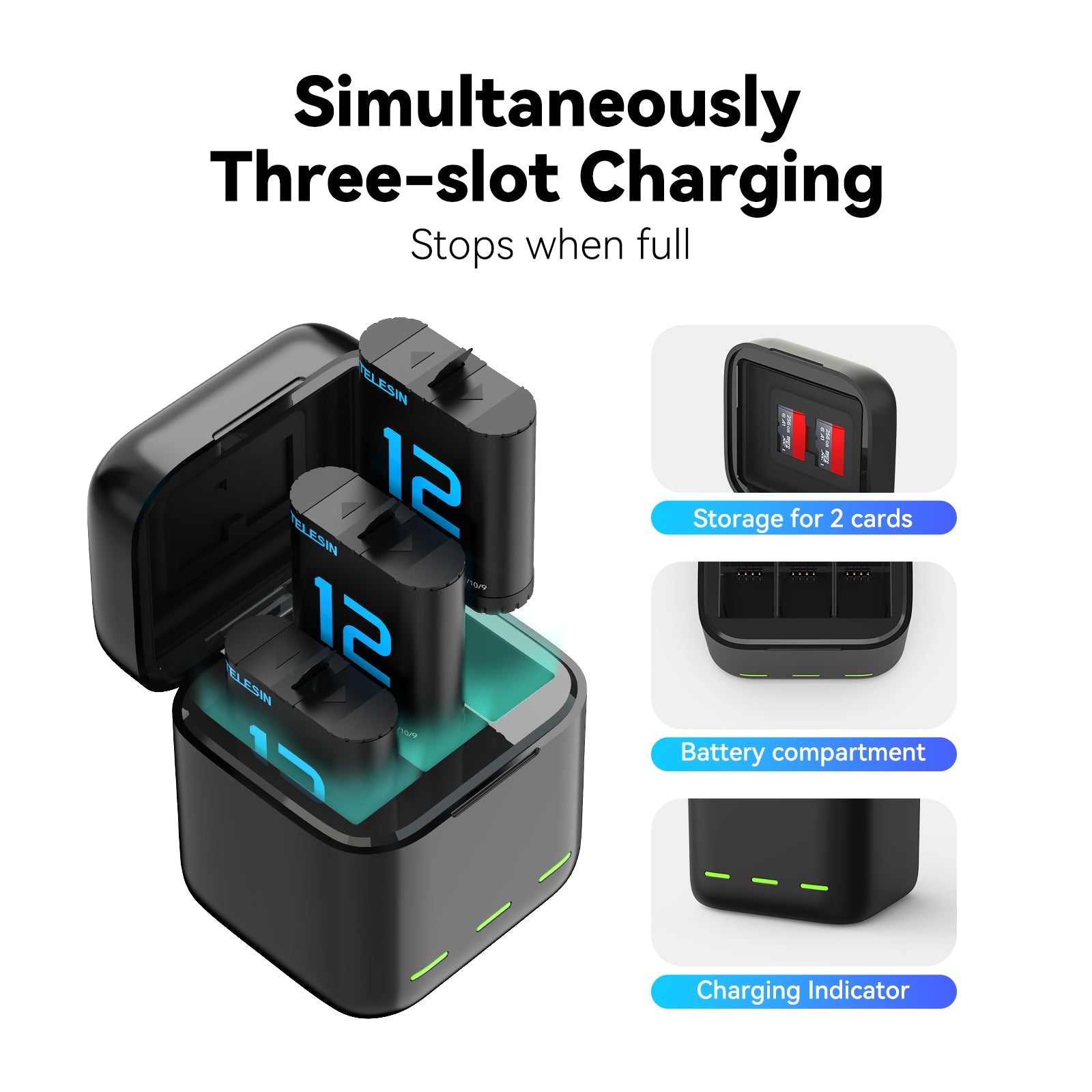 Charging Case with 2 Batteries  for Hero 9-12