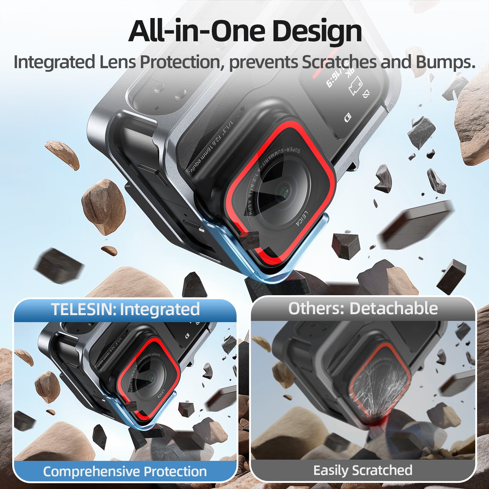 TELESIN Vertical Shooting Quick Release Metal Rabbit Cage for Insta360 ACE/ACE Pro