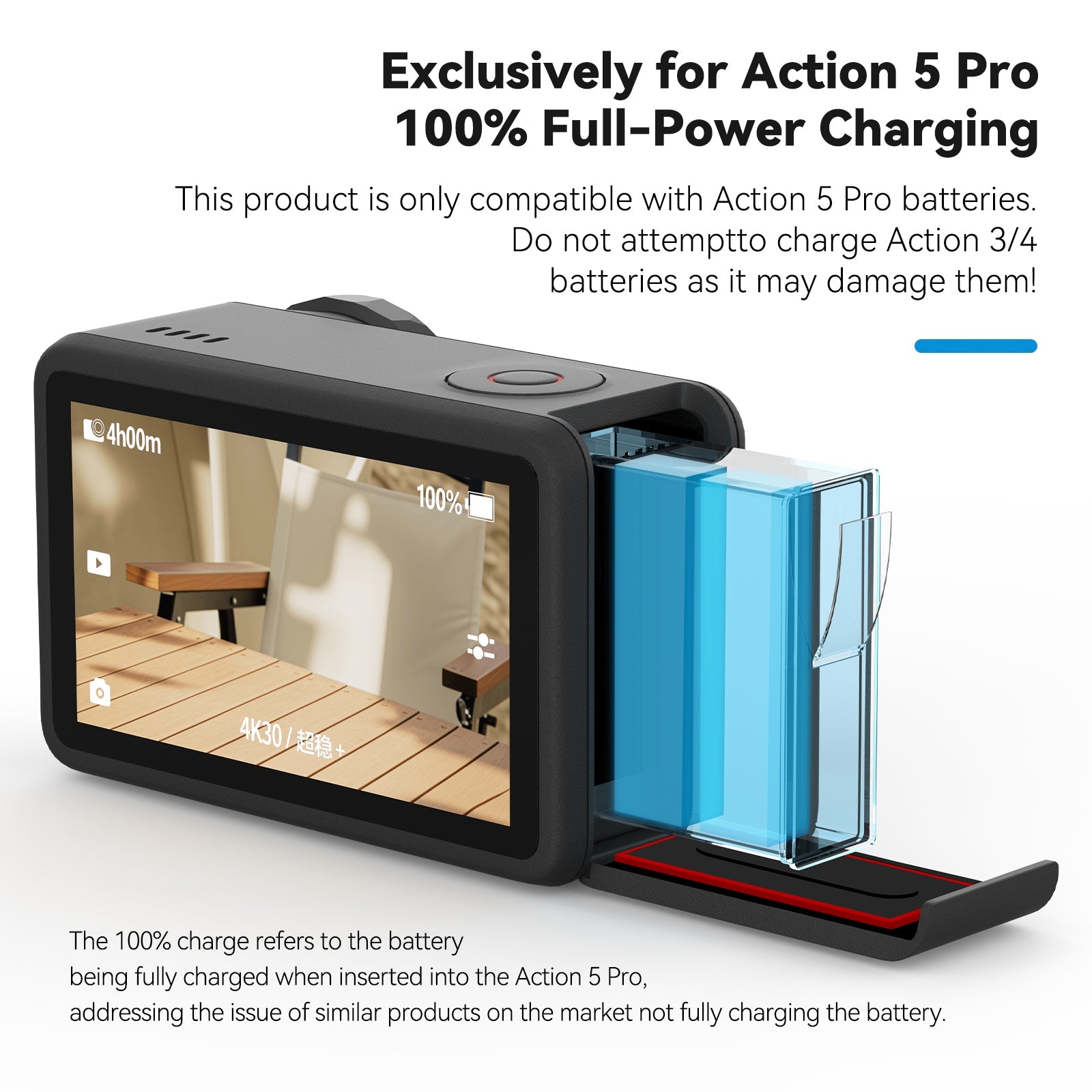 Telesin three card slot charging case for DJI Action 5/6