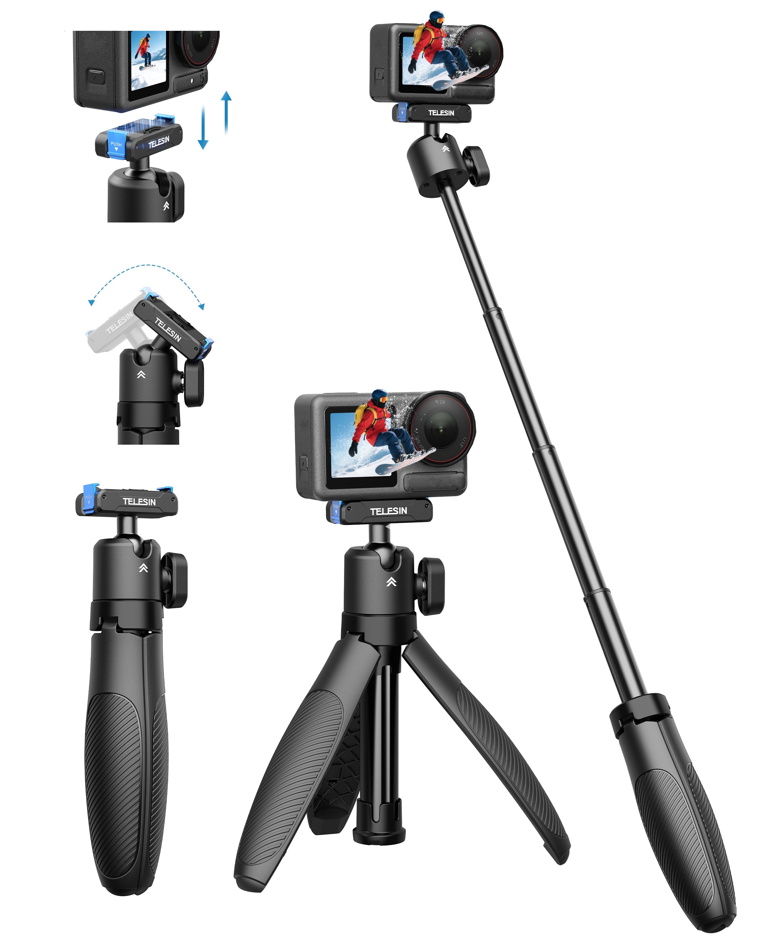 TELESIN Quick-Release Selfie Stick for  DJl Action