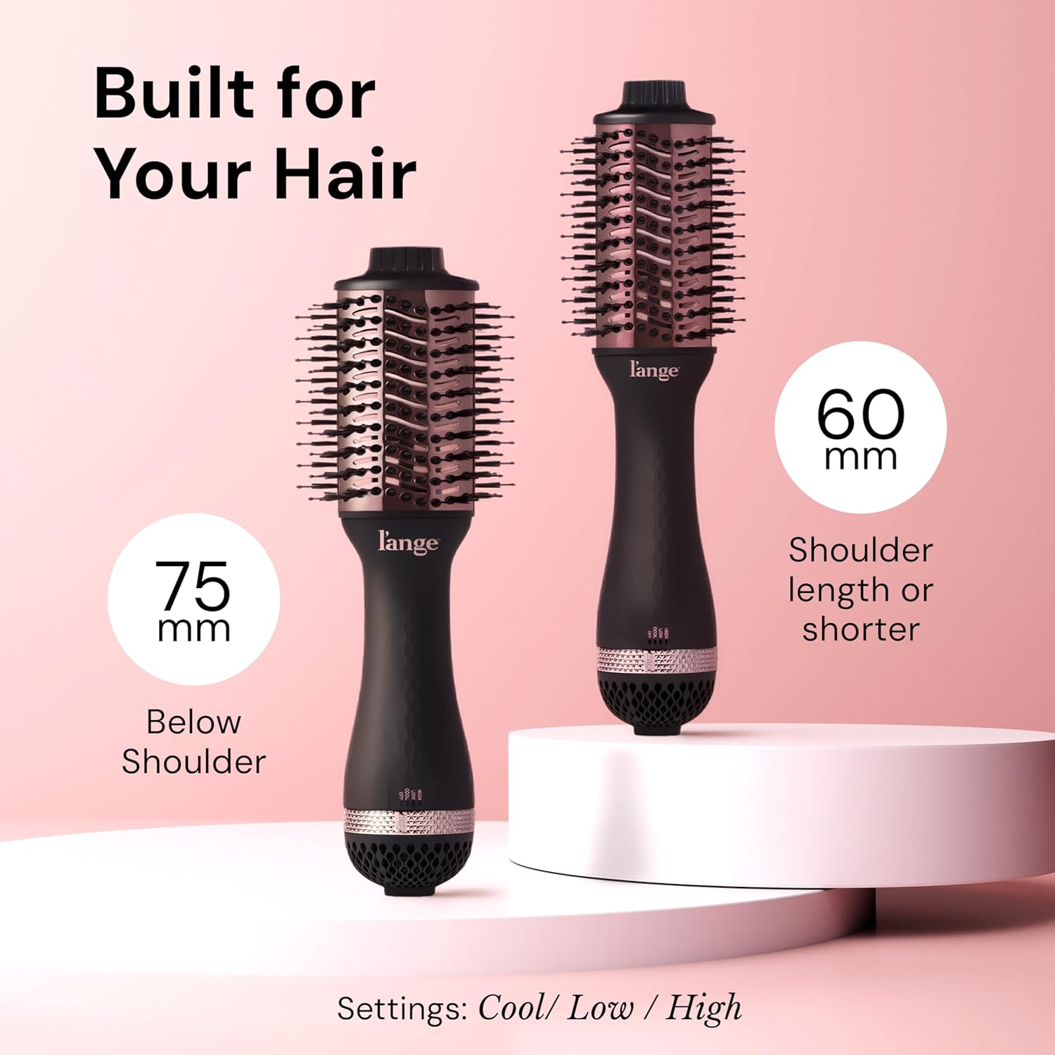 L'ANGE HAIR Le Volume 2-in-1 Titanium Blow Dryer Brush (Black - 75mm) - View 6