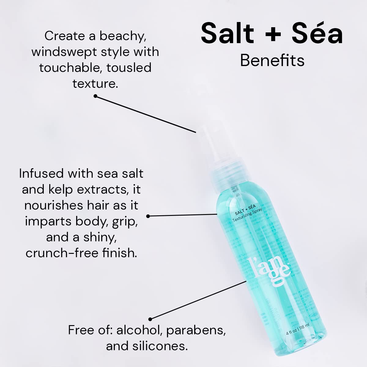 L'ANGE HAIR Sea Salt Texturizing Spray for Beachy Waves and Volume (4 oz) - View 2