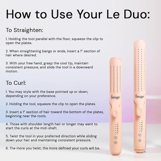 L'ANGE HAIR Le Duo Grande 360° Airflow 2 in 1 Straightener and Curler (Blush) - View 5