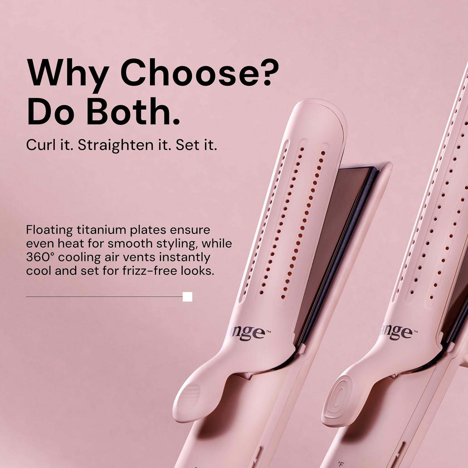 L'ANGE HAIR Le Duo Grande 360° Airflow 2 in 1 Straightener and Curler (Blush) - View 6