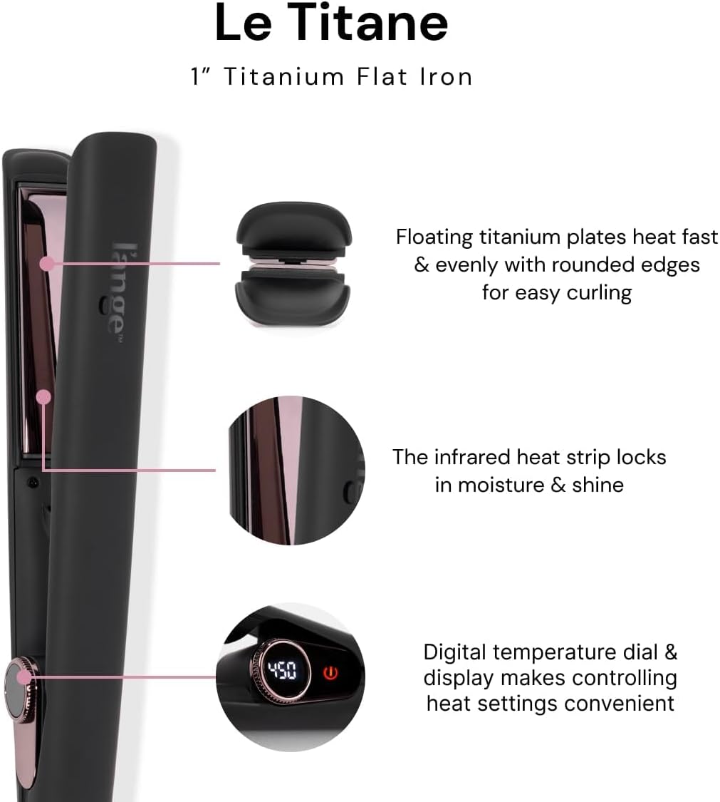 L'ANGE HAIR Le Titane Titanium Flat Iron (1" Black) - View 2