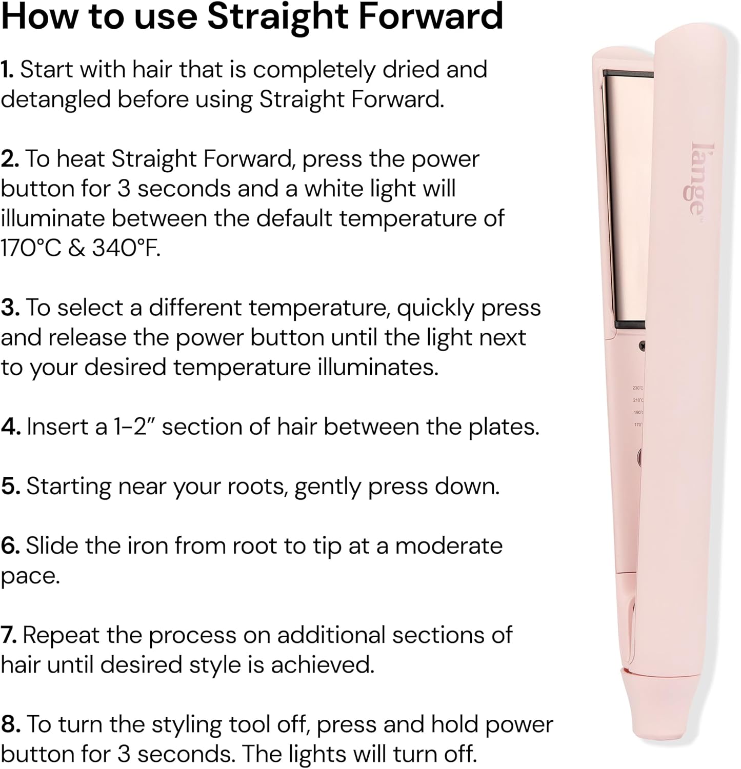 L’Ange Hair Straight Forward Titanium Flat Iron (Blush) - View 5