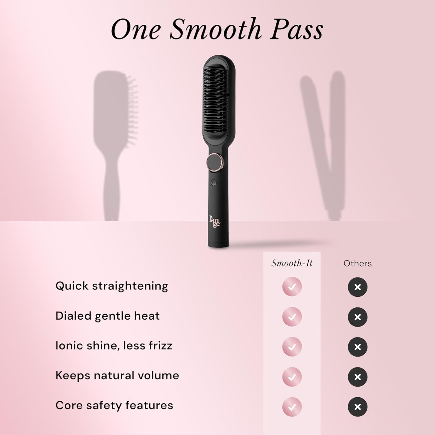 L'ANGE HAIR Smooth It 2-in-1 Straightener Brush (Black) - View 5