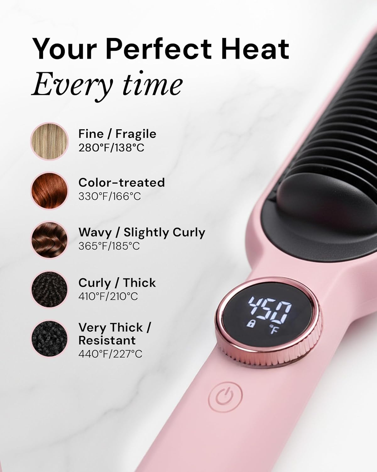L'ANGE HAIR Smooth It 2-in-1 Straightener Brush (Blush) - View 4