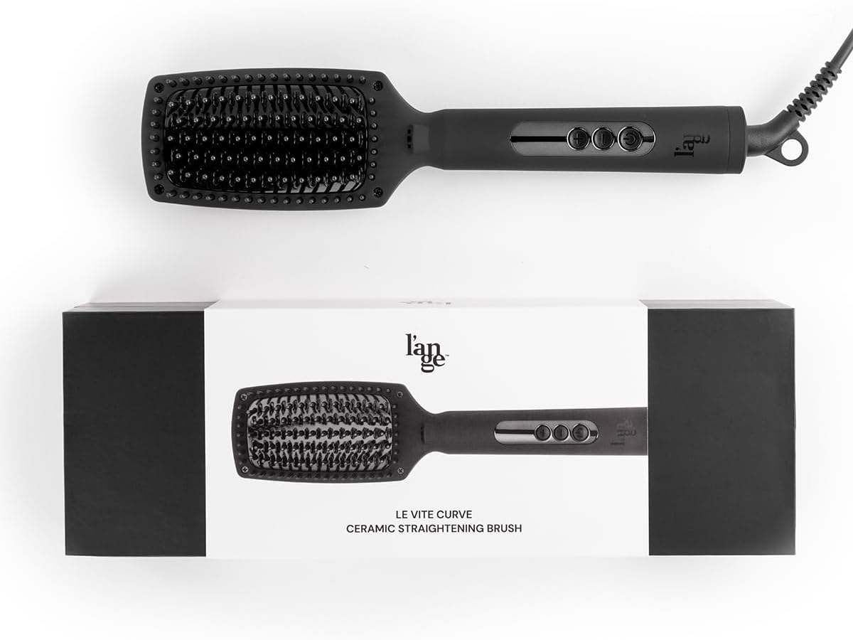 L'ANGE HAIR Le Vite Curve Ceramic Straightening Brush (Black) - View 6